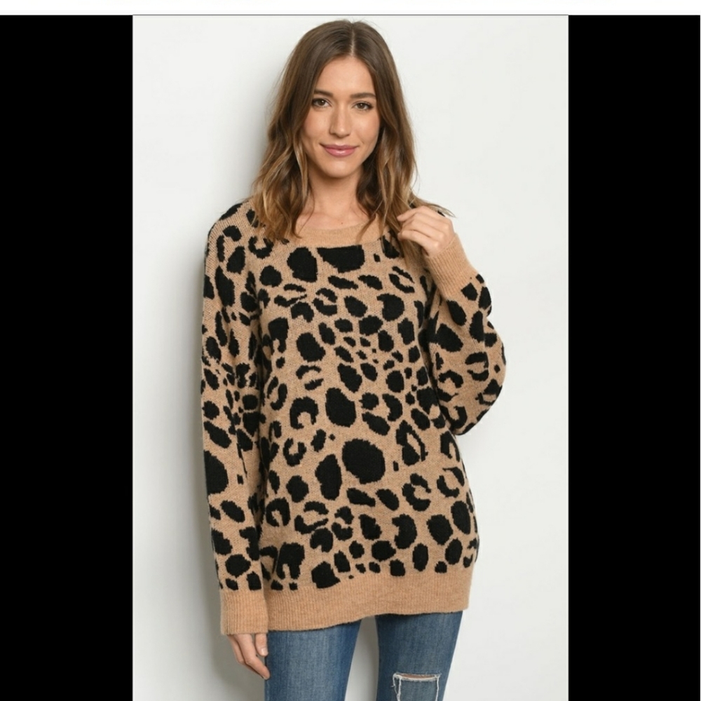 O&O wool blend animal print sweater black S/M